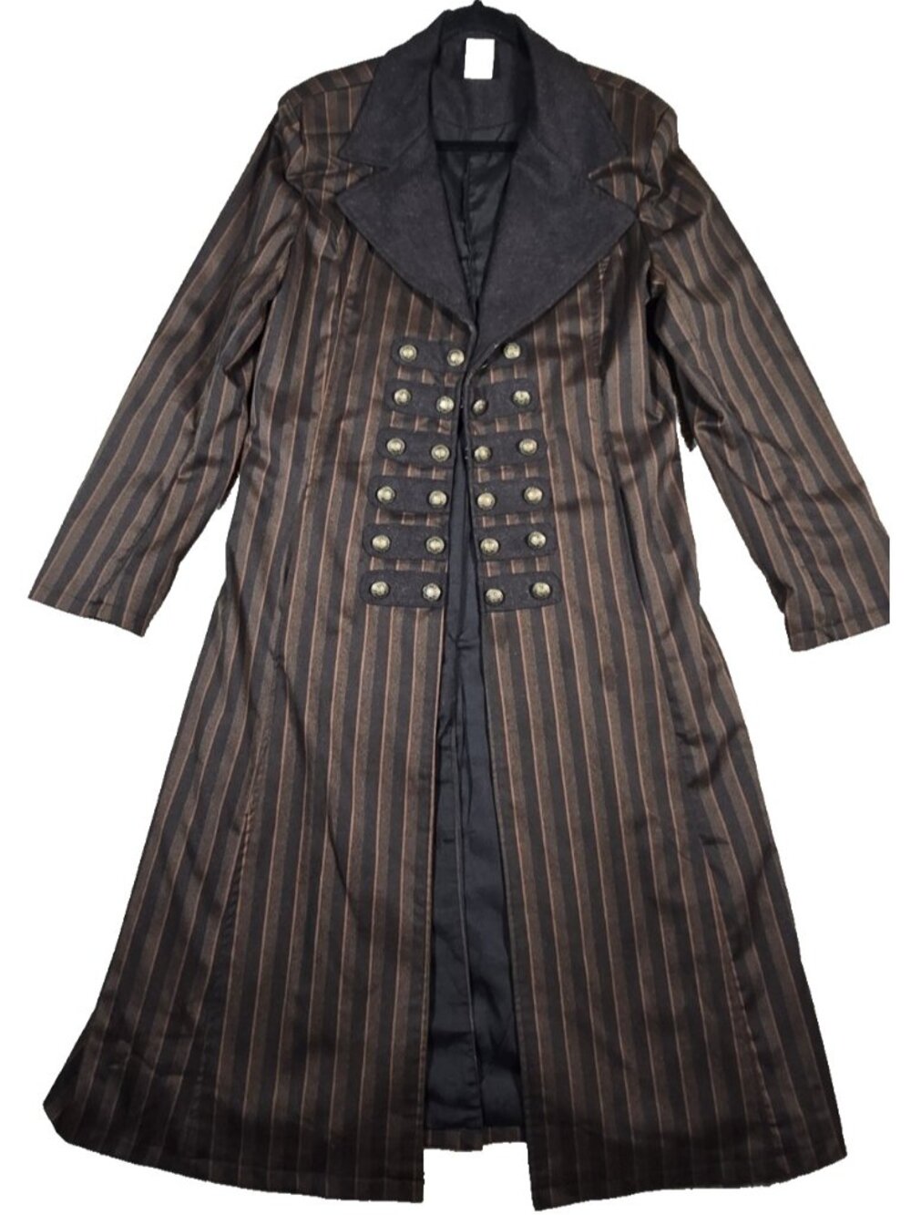 Spirit Halloween Steampunk Trench Coat Long Stripes Lined Gothic Victorian sz L